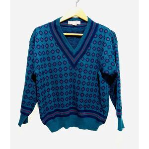 Tricots st. Rafael virgin wool sweater vintage green Vneck academia preppy men S